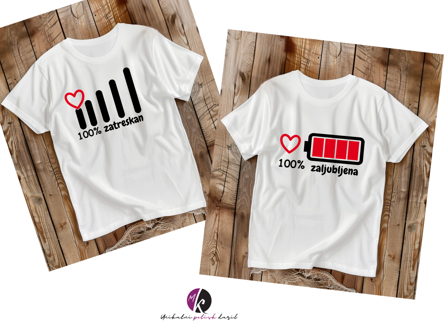 Majici za njo in za njega 💖 100% ZATRESKAN IN 100% ZALJUBLJENA 💖