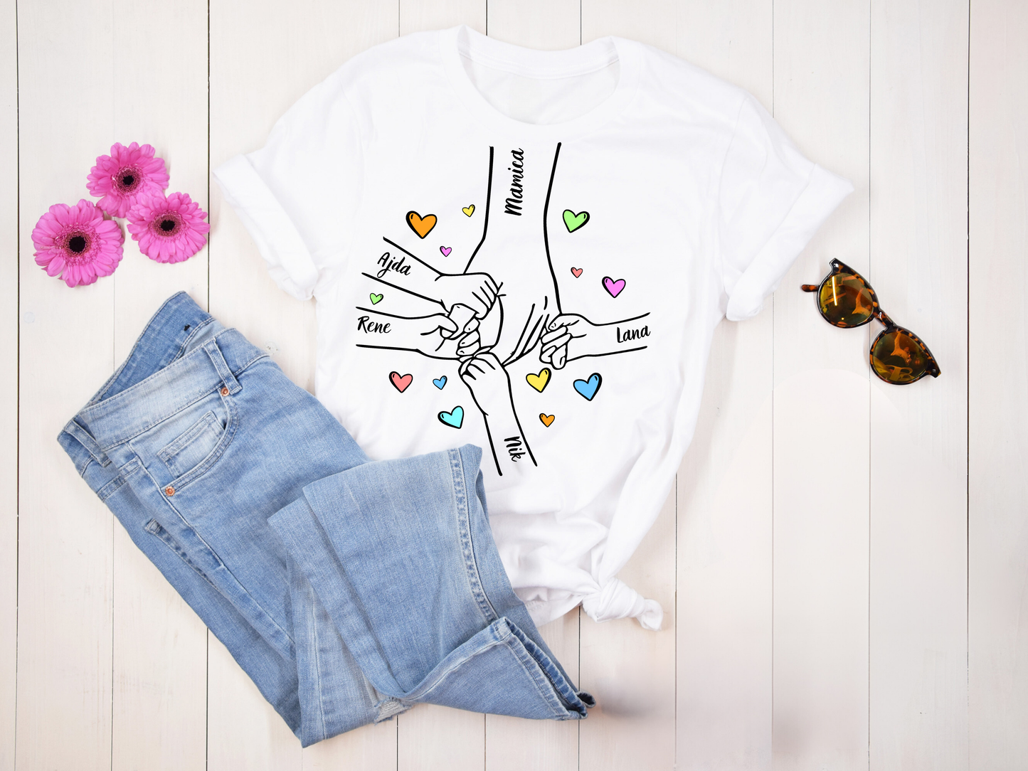 Majica - Mamina in otroška roka z napisom po izbiri